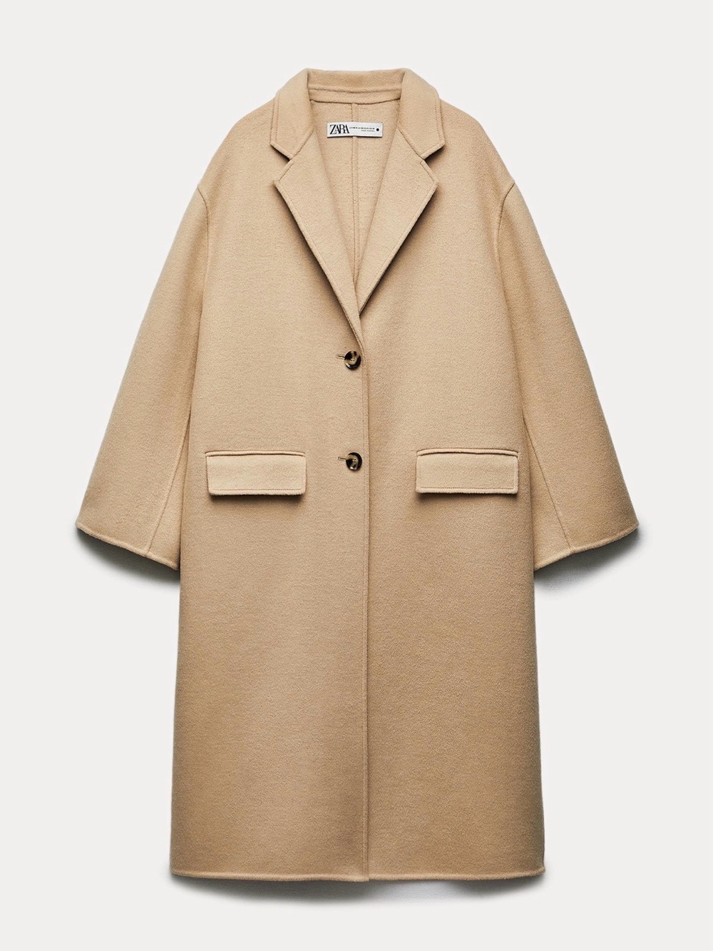 Zara Beige Oversized Wool-Blend Trench Coat